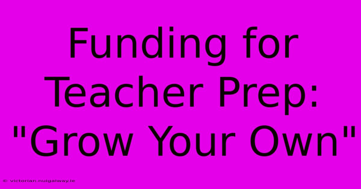 Funding For Teacher Prep: 