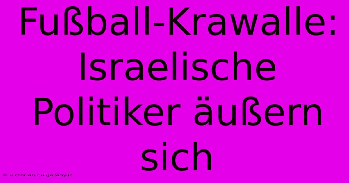 Fußball-Krawalle: Israelische Politiker Äußern Sich