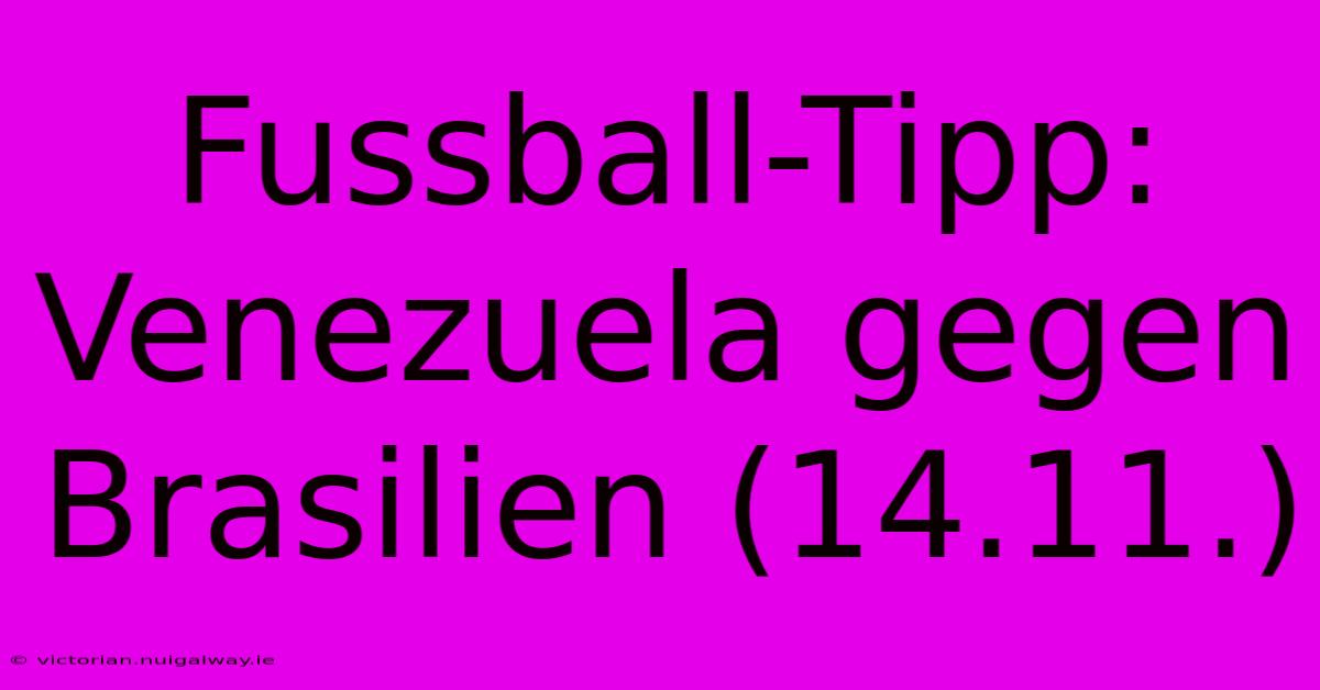 Fussball-Tipp: Venezuela Gegen Brasilien (14.11.)