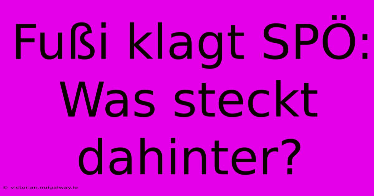 Fußi Klagt SPÖ: Was Steckt Dahinter?