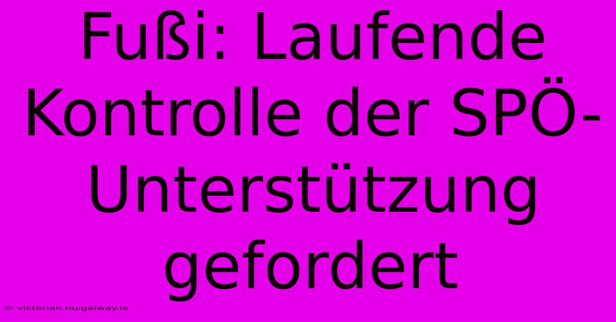 Fußi: Laufende Kontrolle Der SPÖ-Unterstützung Gefordert 