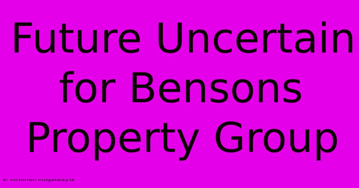 Future Uncertain For Bensons Property Group