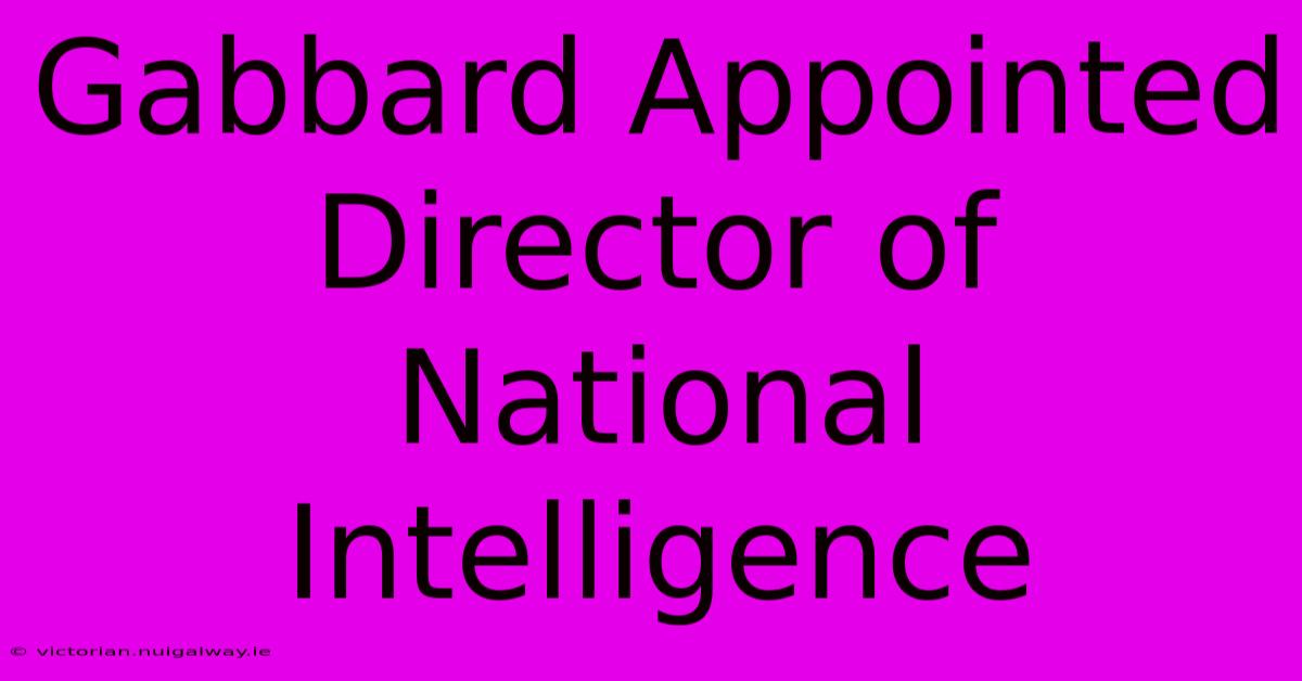 Gabbard Appointed Director Of National Intelligence