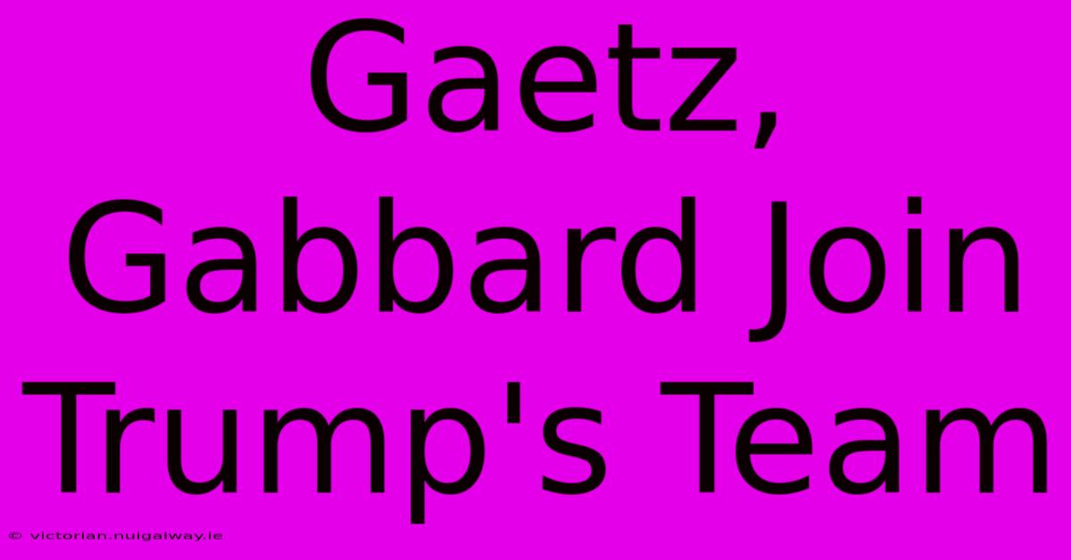 Gaetz, Gabbard Join Trump's Team