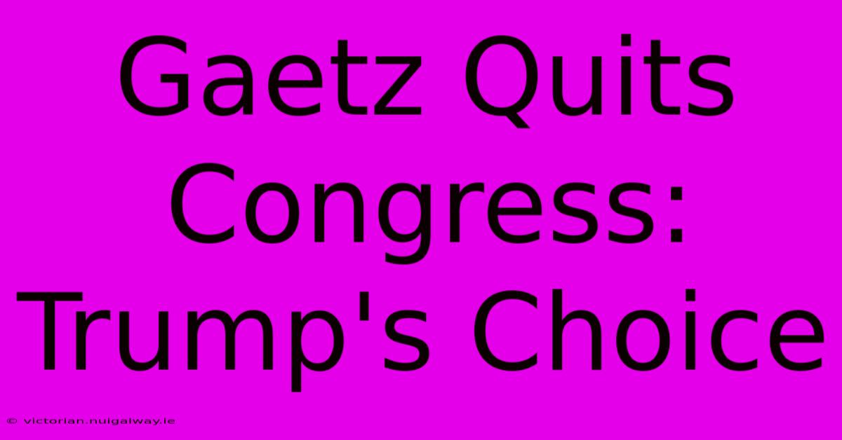 Gaetz Quits Congress: Trump's Choice