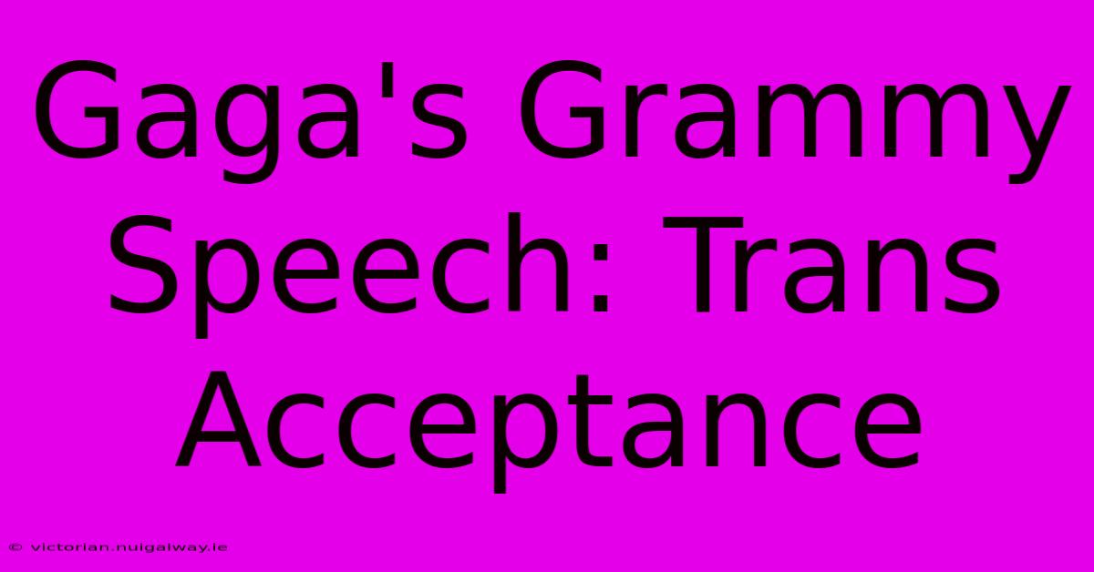 Gaga's Grammy Speech: Trans Acceptance