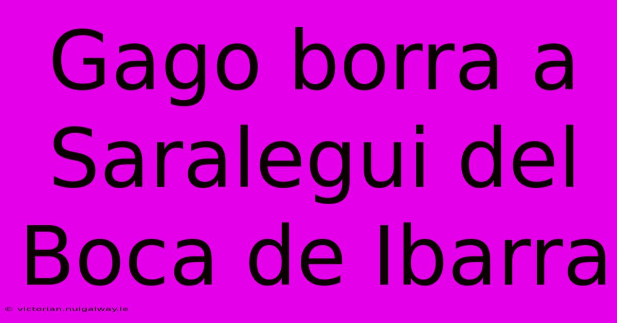 Gago Borra A Saralegui Del Boca De Ibarra