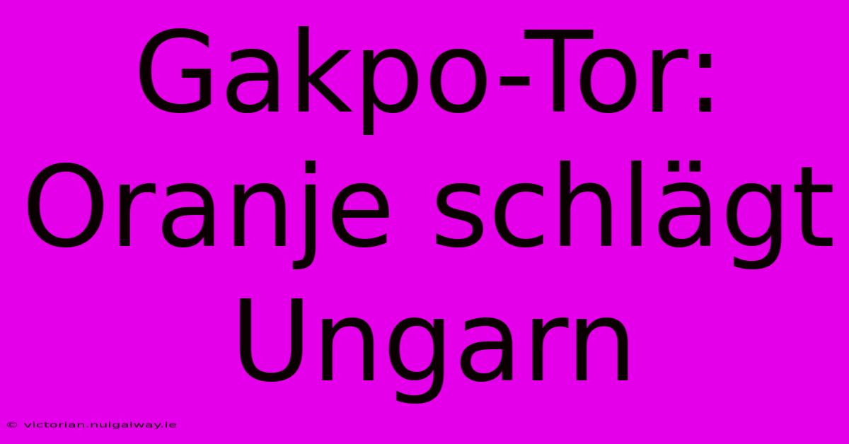 Gakpo-Tor: Oranje Schlägt Ungarn