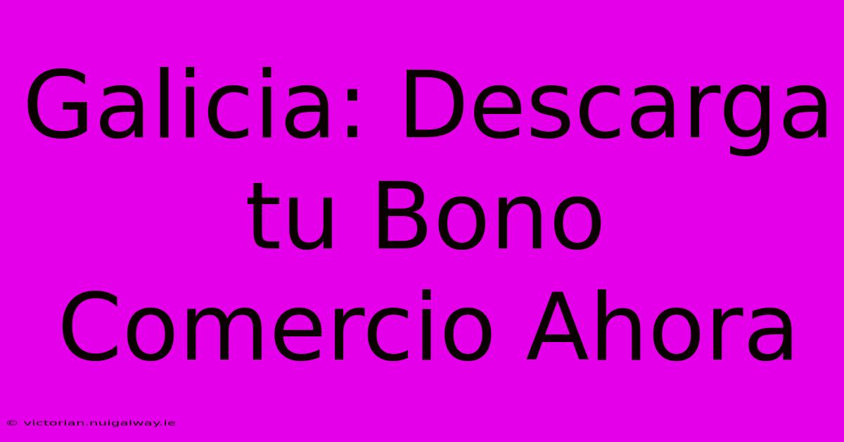 Galicia: Descarga Tu Bono Comercio Ahora