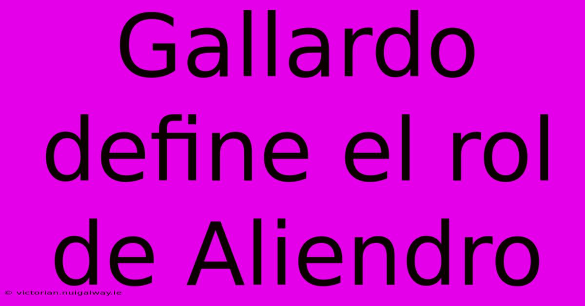 Gallardo Define El Rol De Aliendro