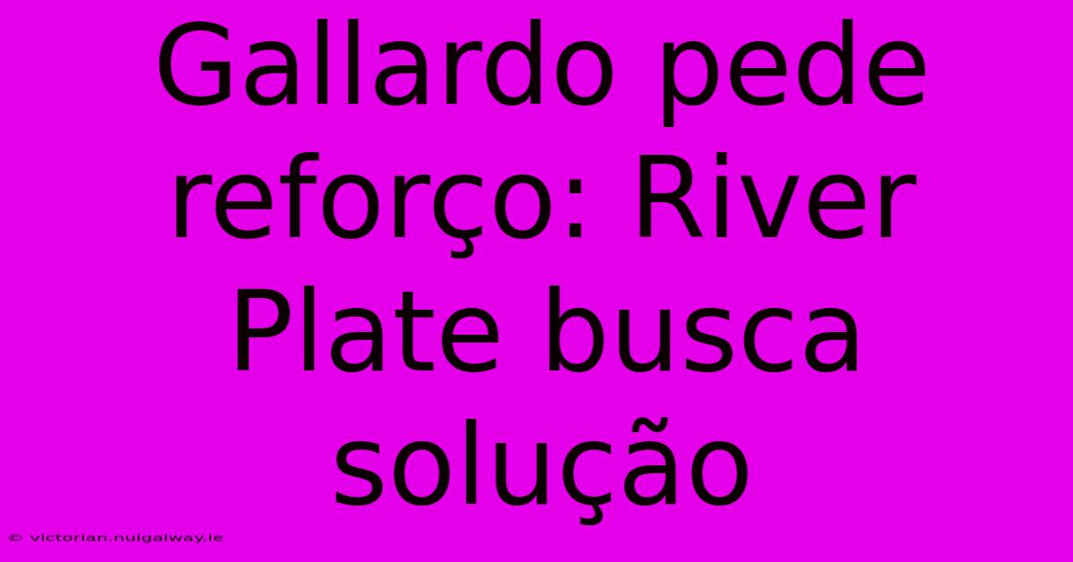 Gallardo Pede Reforço: River Plate Busca Solução