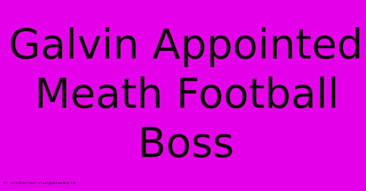 Galvin Appointed Meath Football Boss