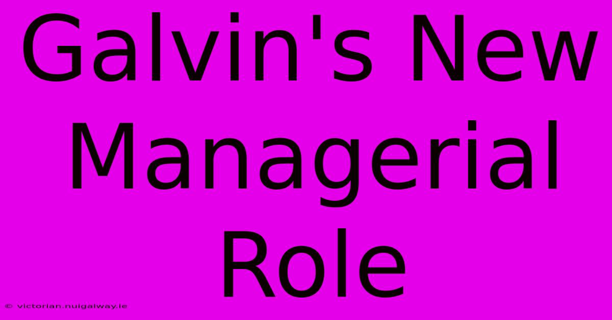 Galvin's New Managerial Role