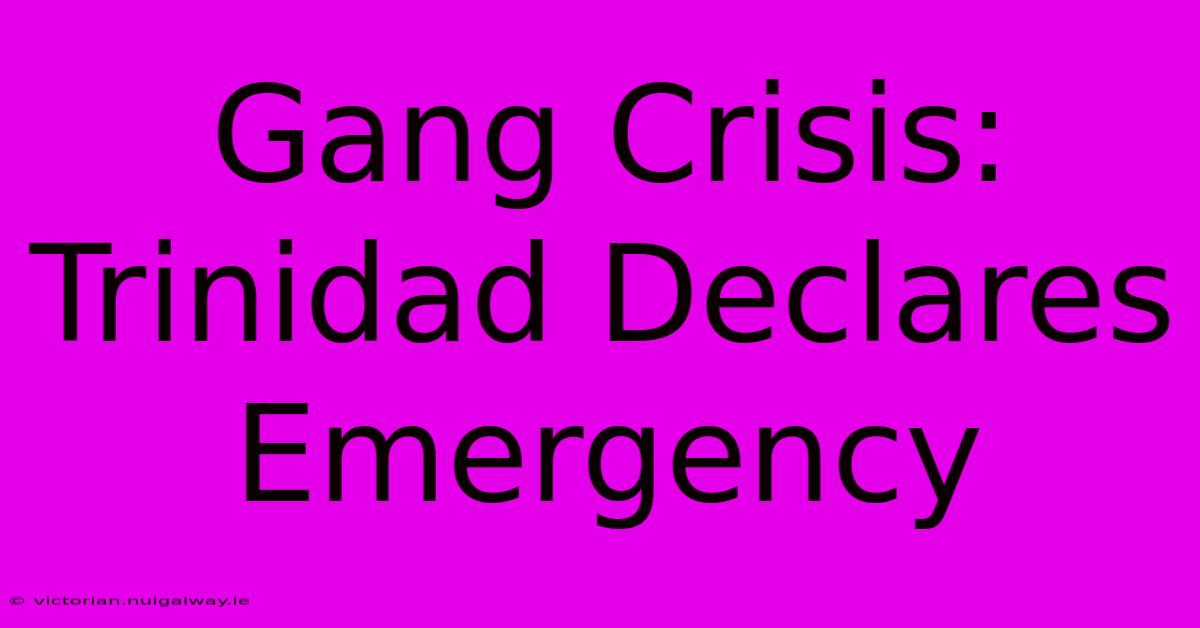 Gang Crisis: Trinidad Declares Emergency