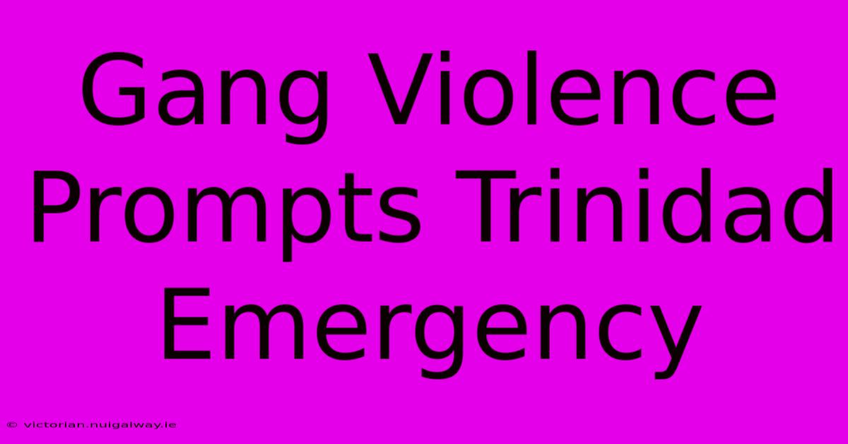 Gang Violence Prompts Trinidad Emergency