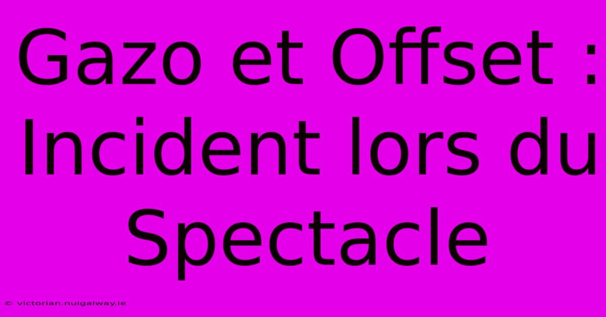 Gazo Et Offset :  Incident Lors Du Spectacle