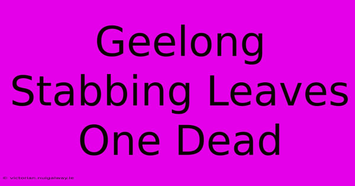 Geelong Stabbing Leaves One Dead