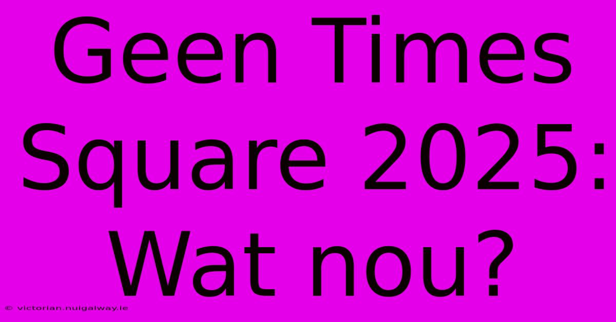 Geen Times Square 2025: Wat Nou?