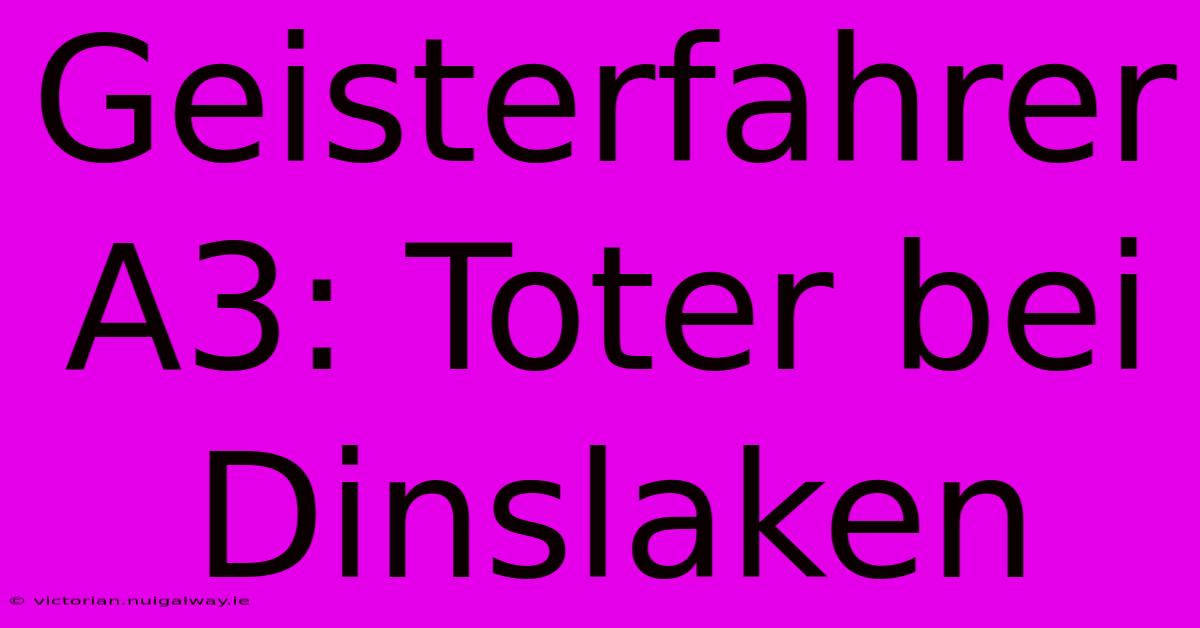 Geisterfahrer A3: Toter Bei Dinslaken