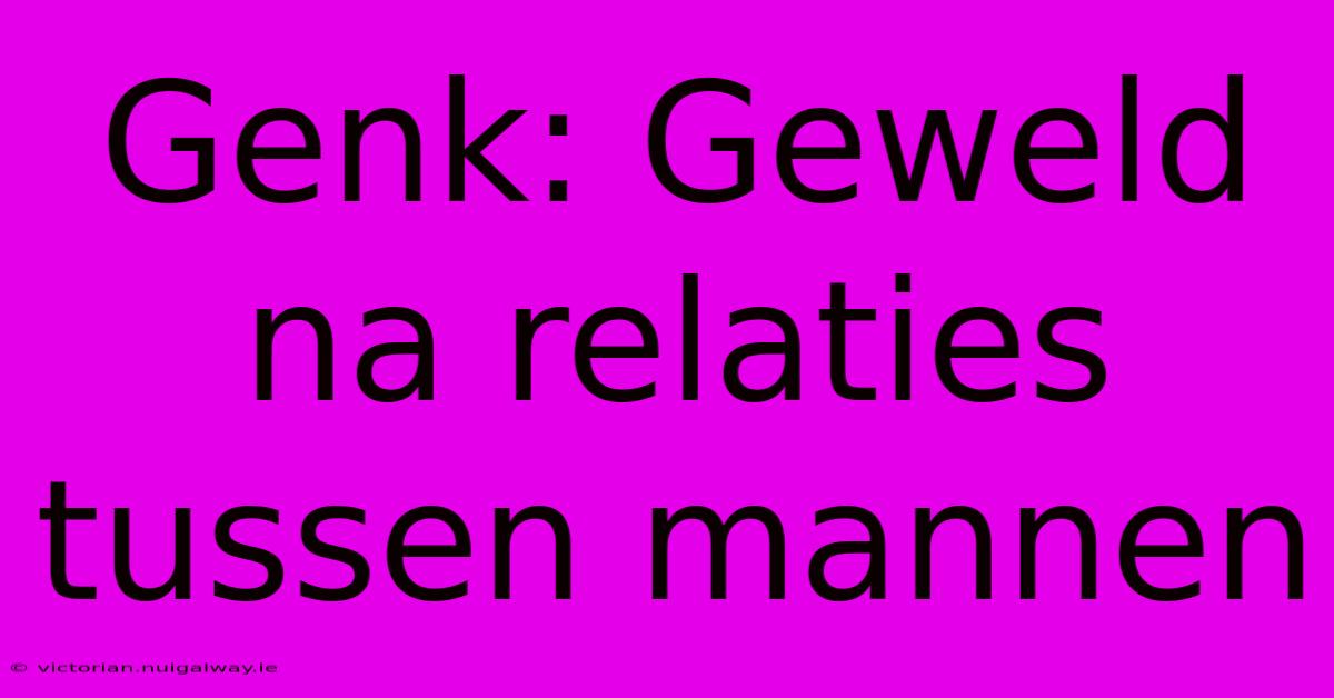 Genk: Geweld Na Relaties Tussen Mannen