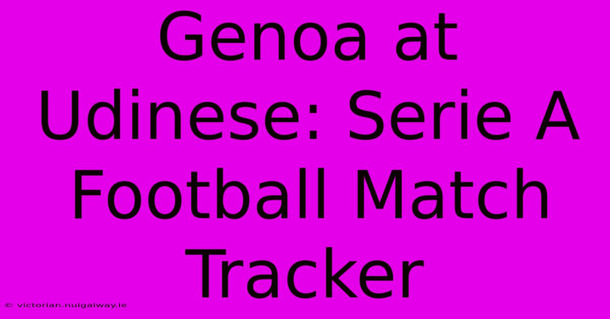 Genoa At Udinese: Serie A Football Match Tracker