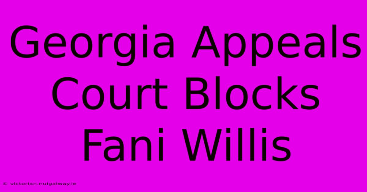 Georgia Appeals Court Blocks Fani Willis