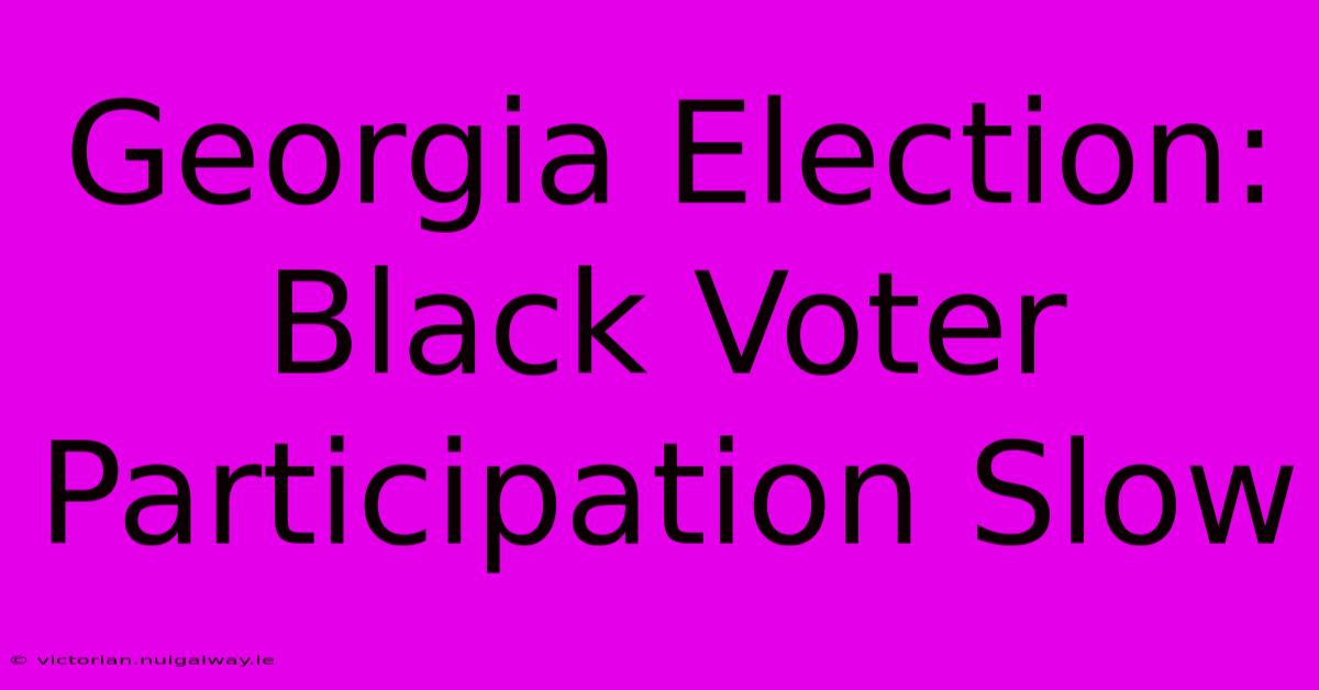 Georgia Election: Black Voter Participation Slow