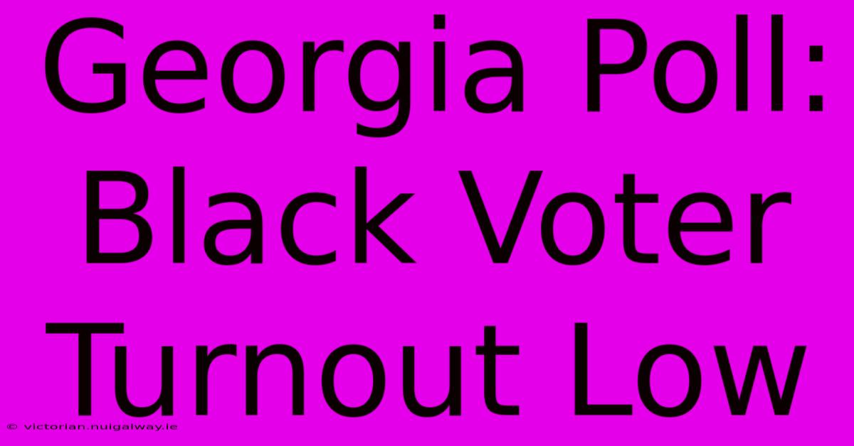 Georgia Poll: Black Voter Turnout Low