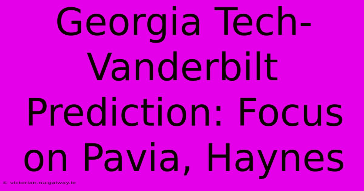 Georgia Tech-Vanderbilt Prediction: Focus On Pavia, Haynes