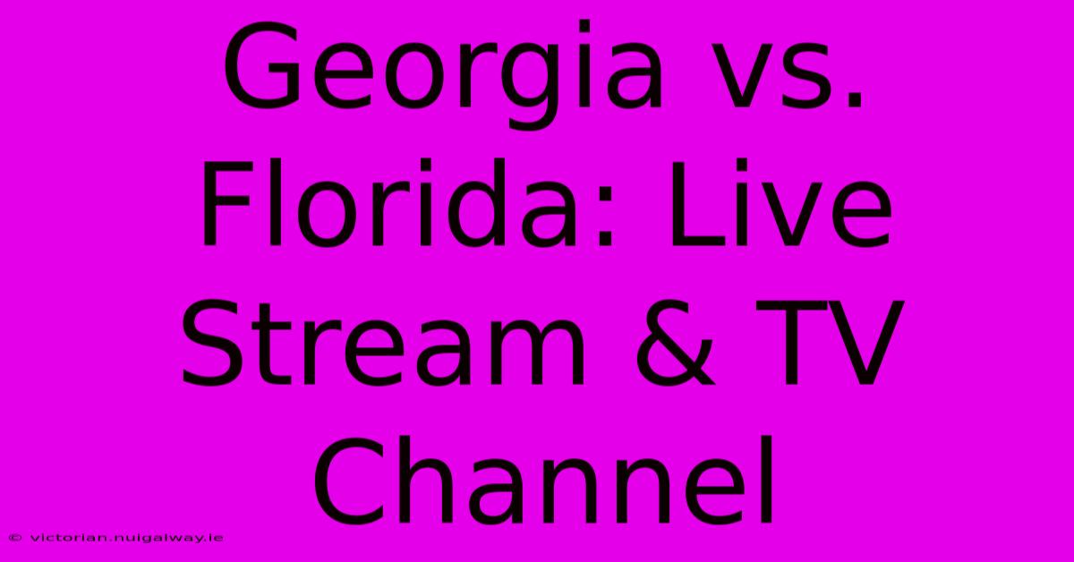 Georgia Vs. Florida: Live Stream & TV Channel