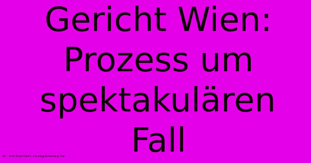 Gericht Wien: Prozess Um Spektakulären Fall