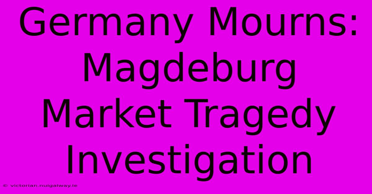 Germany Mourns: Magdeburg Market Tragedy Investigation