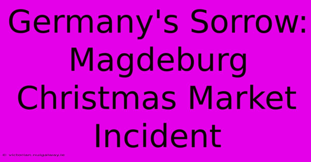 Germany's Sorrow: Magdeburg Christmas Market Incident