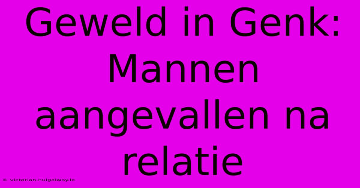 Geweld In Genk: Mannen Aangevallen Na Relatie