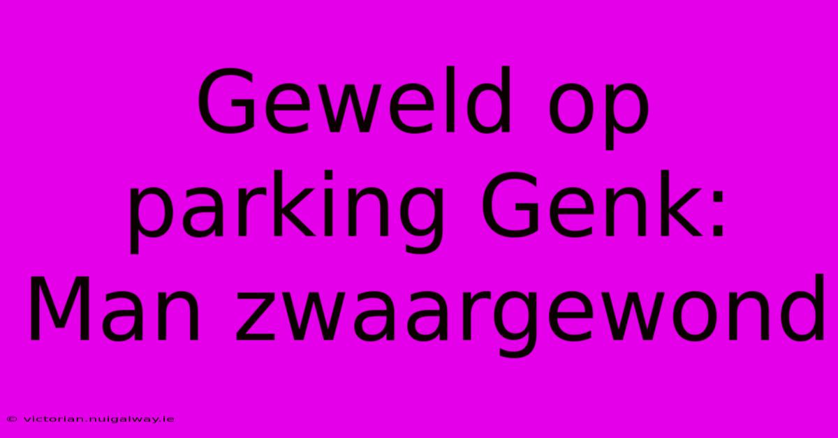 Geweld Op Parking Genk: Man Zwaargewond