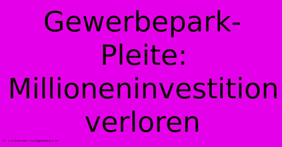 Gewerbepark-Pleite: Millioneninvestition Verloren