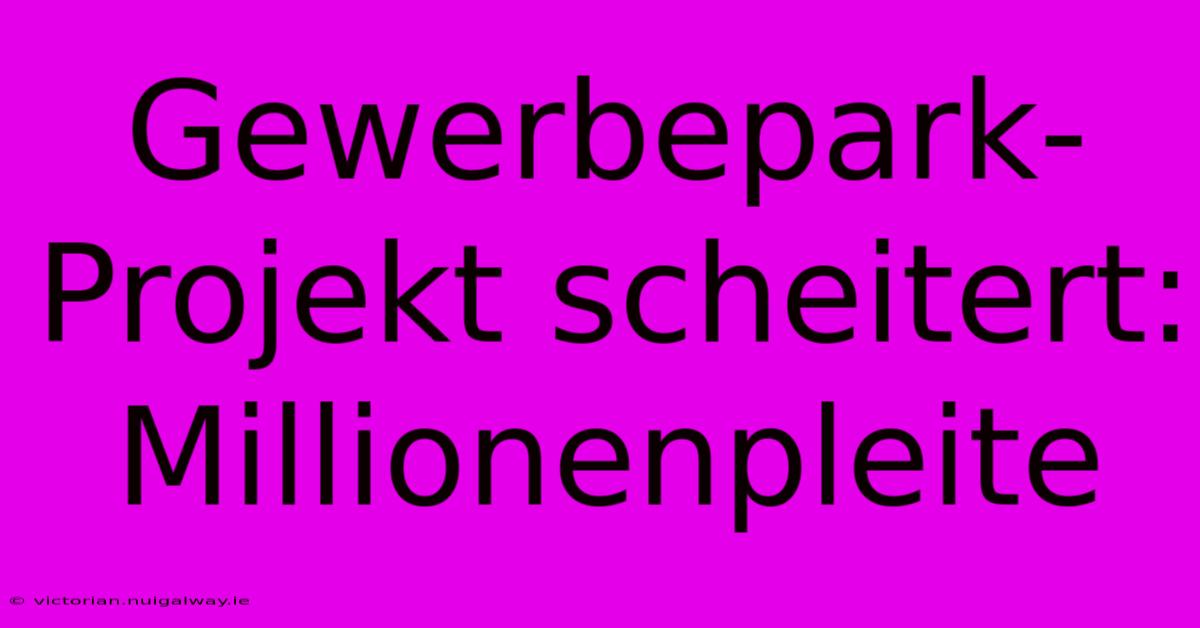 Gewerbepark-Projekt Scheitert: Millionenpleite