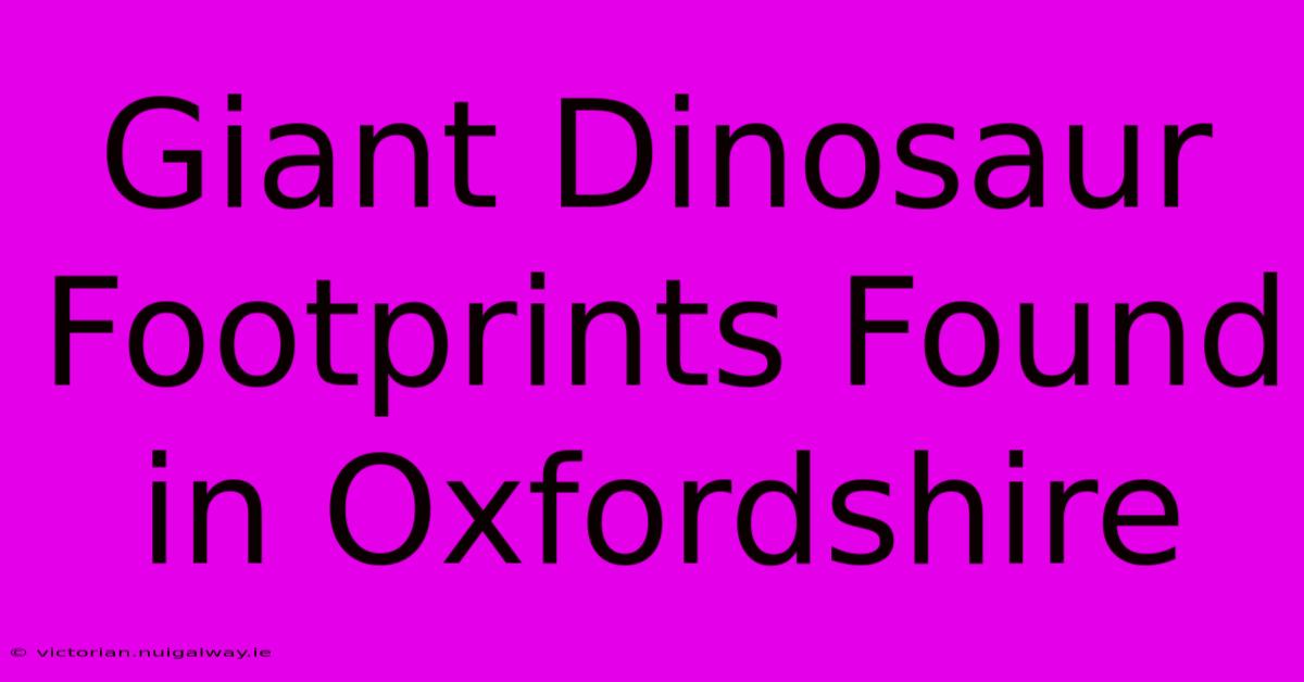 Giant Dinosaur Footprints Found In Oxfordshire