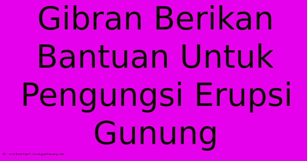 Gibran Berikan Bantuan Untuk Pengungsi Erupsi Gunung