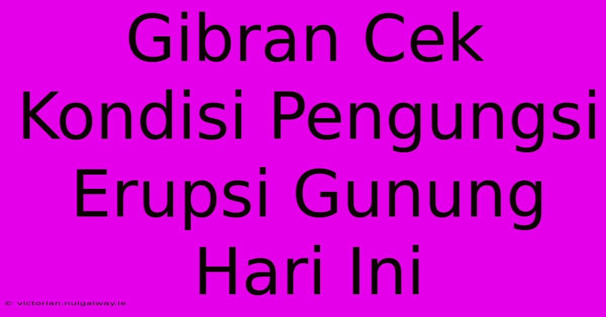 Gibran Cek Kondisi Pengungsi Erupsi Gunung Hari Ini 