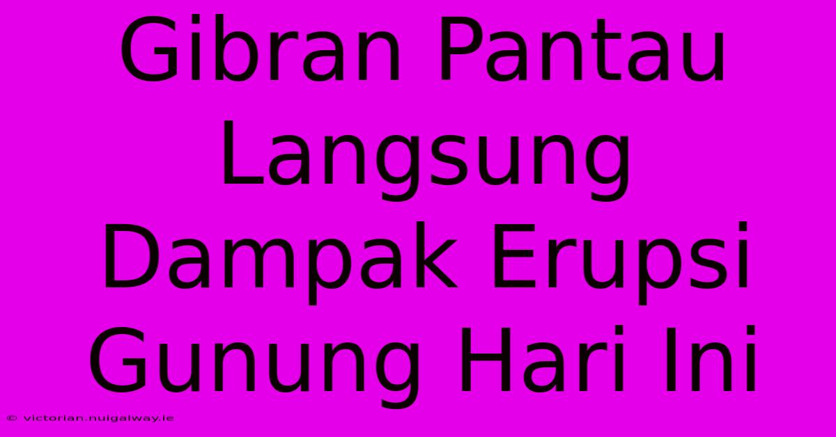 Gibran Pantau Langsung Dampak Erupsi Gunung Hari Ini