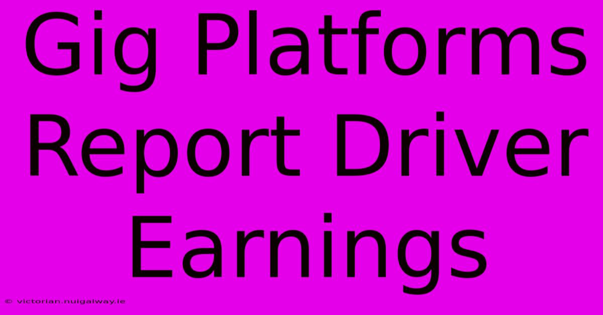 Gig Platforms Report Driver Earnings