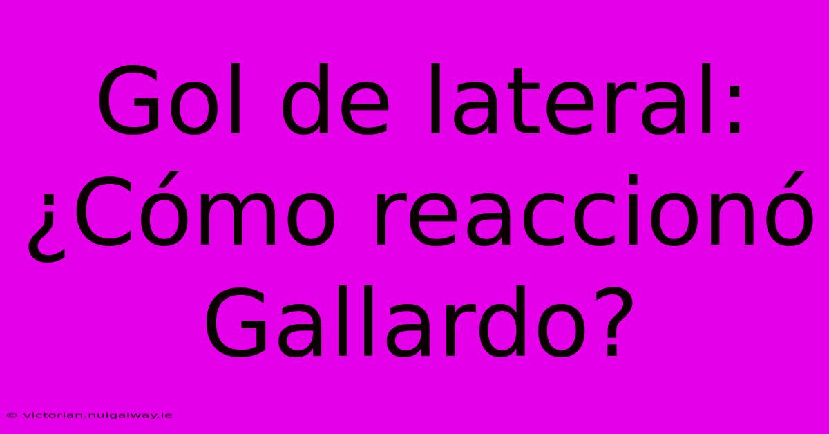 Gol De Lateral: ¿Cómo Reaccionó Gallardo?