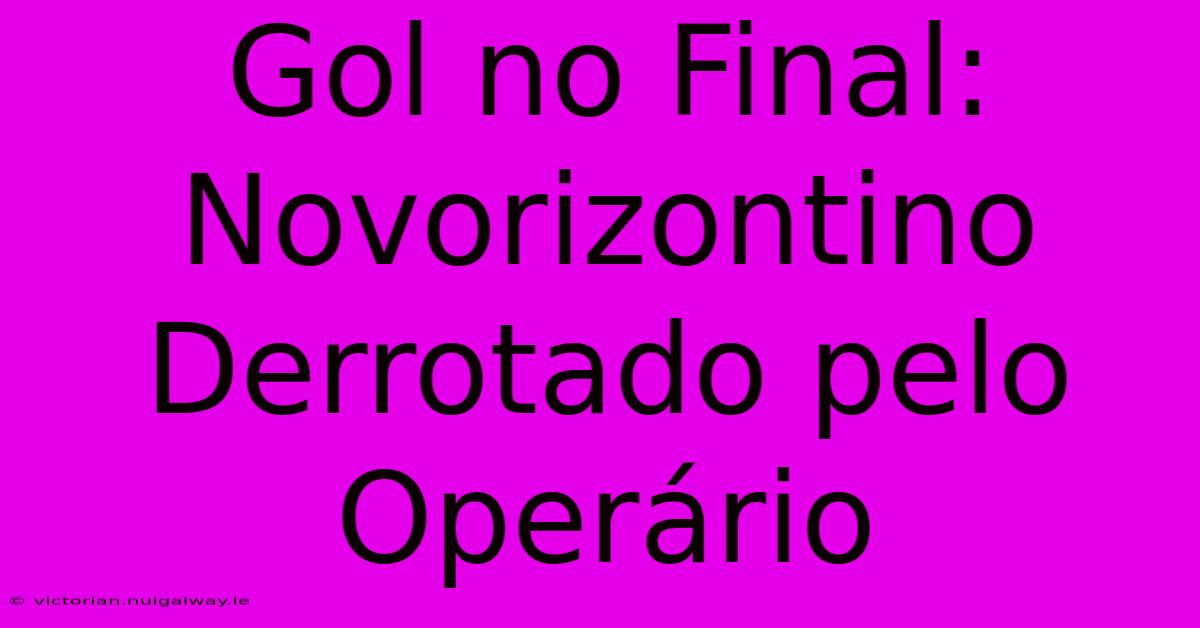 Gol No Final: Novorizontino Derrotado Pelo Operário