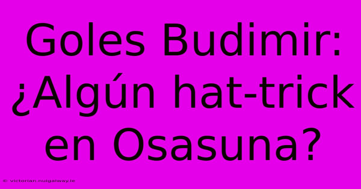 Goles Budimir: ¿Algún Hat-trick En Osasuna?