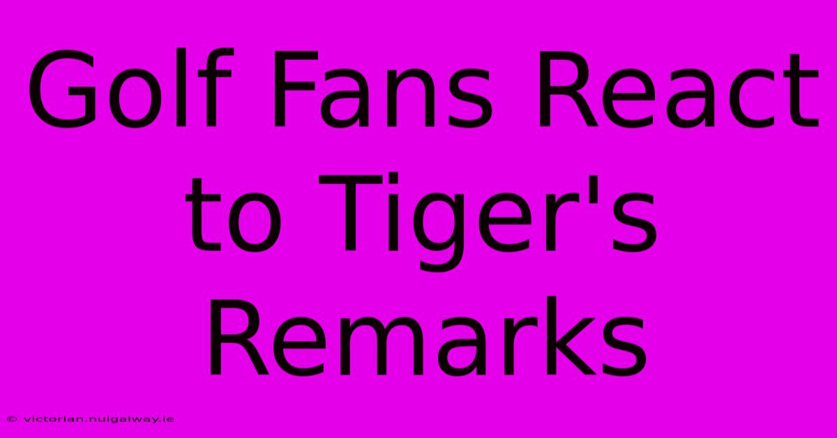 Golf Fans React To Tiger's Remarks