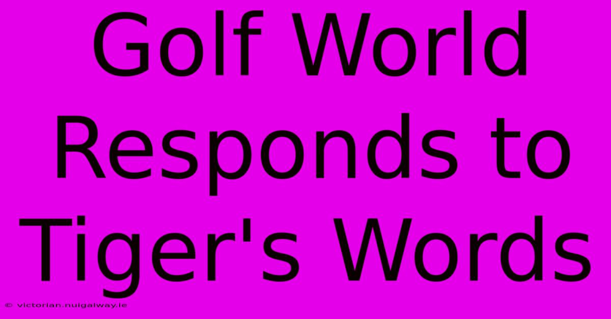 Golf World Responds To Tiger's Words