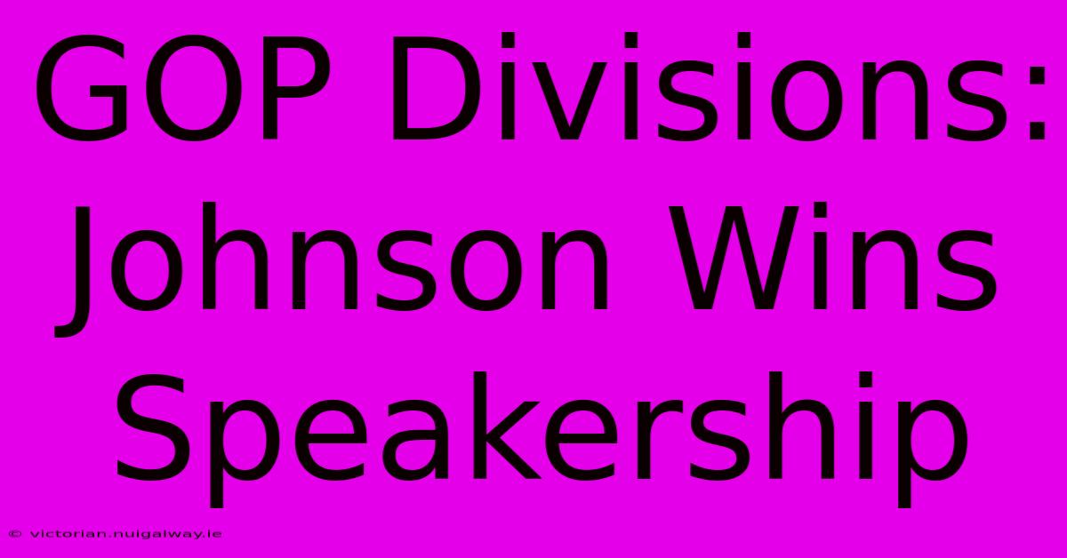 GOP Divisions: Johnson Wins Speakership