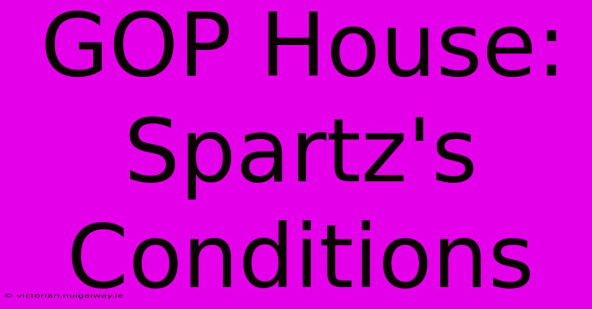 GOP House: Spartz's Conditions