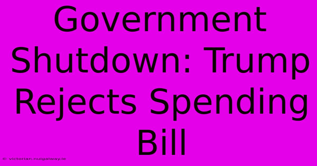 Government Shutdown: Trump Rejects Spending Bill